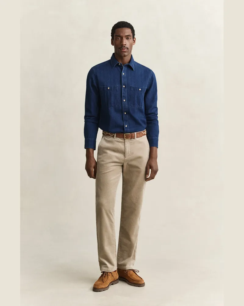 Gant Herren Regular Fit Cord Chinohose MIST TAUPE Mist