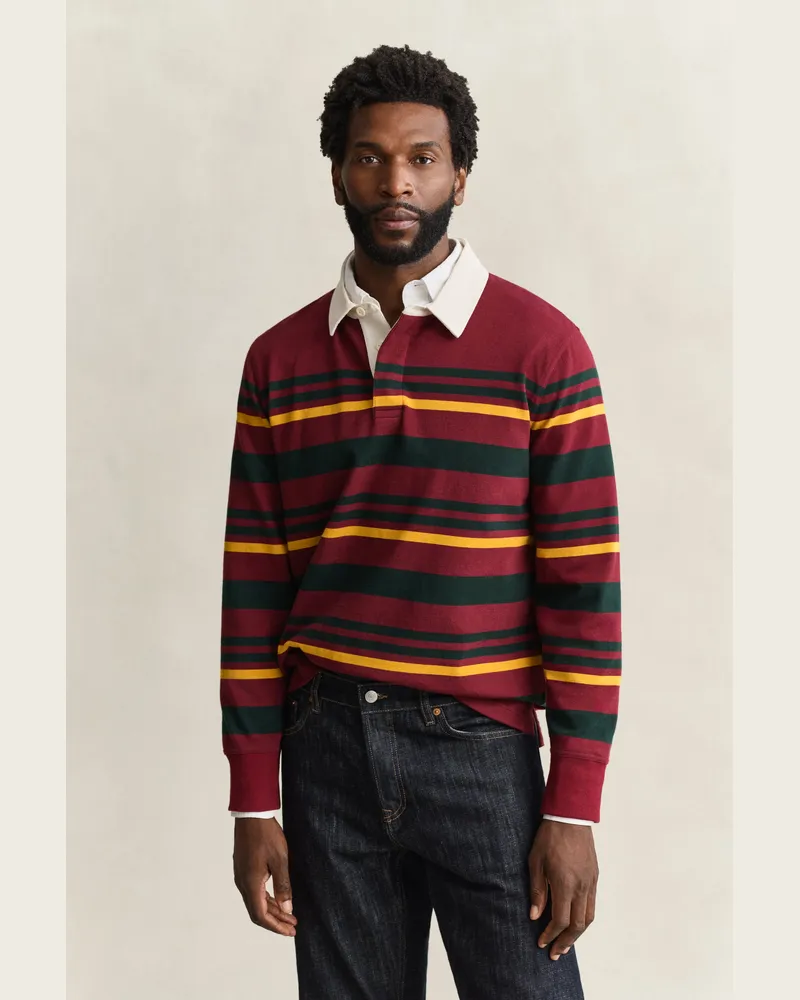 Gant Herren Gestreiftes Rugger PLUMPED Rot Plumped