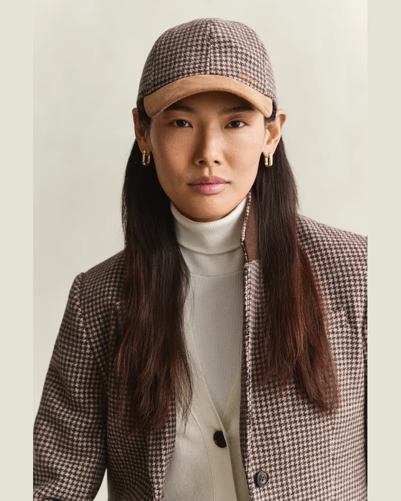 Gant Damen Kariertes Wollcap FADED TAUPE Faded