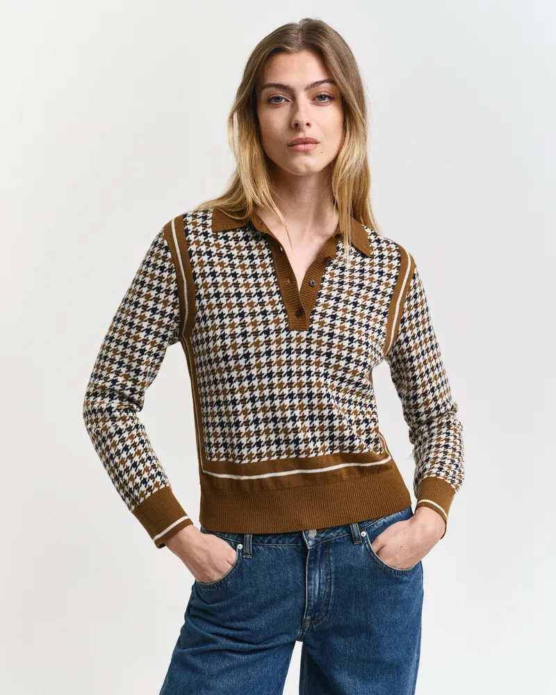 Gant Damen Houndstooth Jacquard Polopullover 
