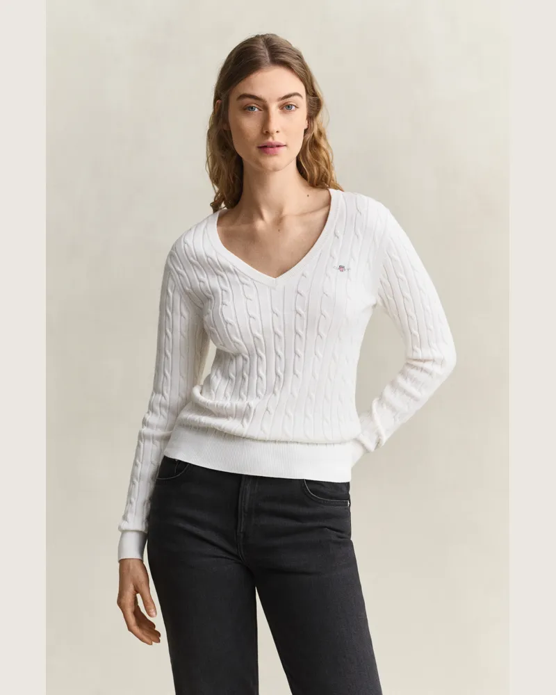 Gant Damen Classic Zopfstrickpullover EGGSHELL Eggshell
