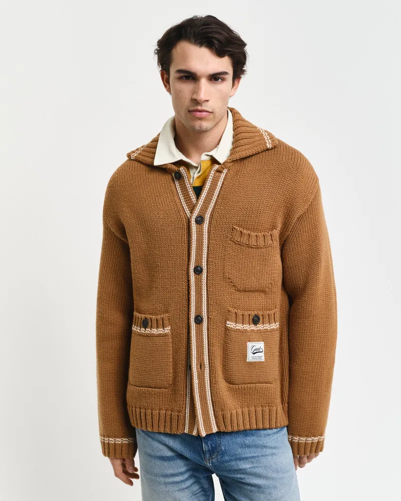 Gant Herren Geknöpfte Strickjacke aus Wolle 