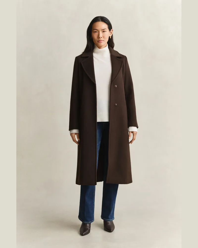 Gant Damen Mantel mit Gürtel aus Wollmix DEEP Braun Deep