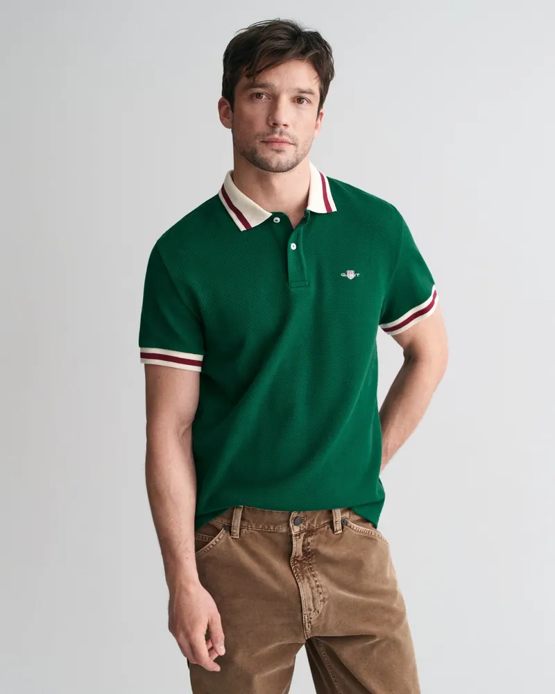 Gant Herren Piqué-Poloshirt mit Popcorn-Struktur 