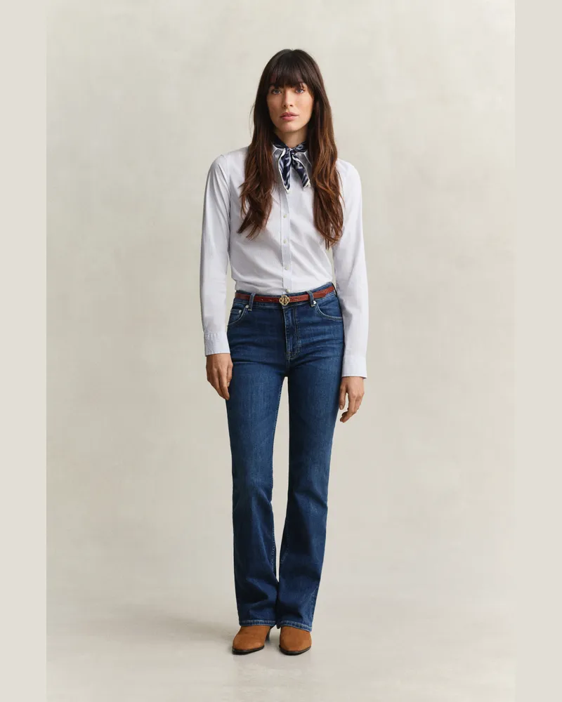 Gant Damen Ausgestellte Slim Fit Stretch-Jeans DARK Blau WORN IN Dark