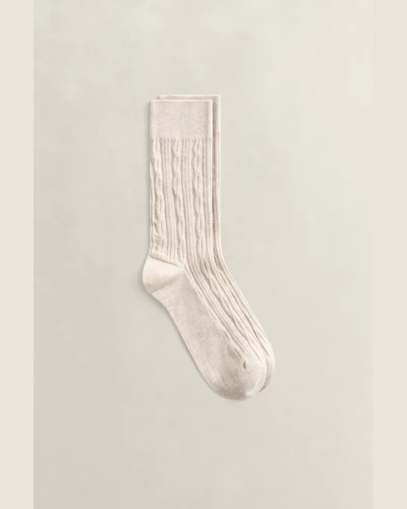 Gant Damen Zopfstrick Socken LIGHT BEIGE MELANGE Light