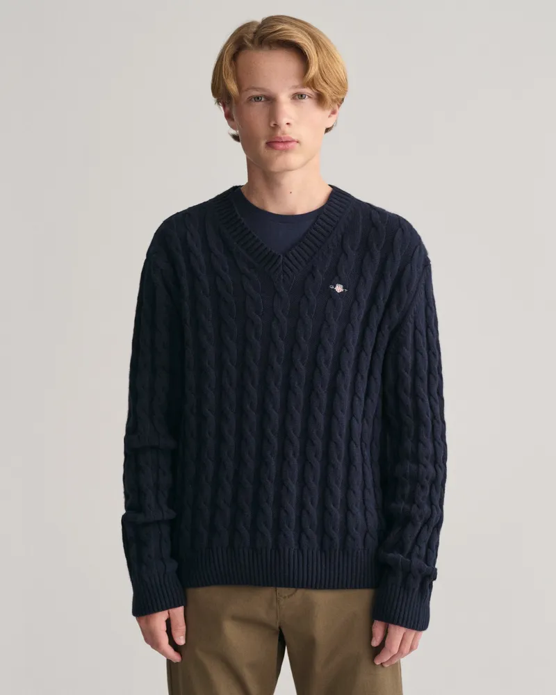 Gant Teens Teens Shield Zopfstrick V-Neck Pullover 