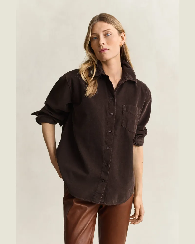 Gant Damen Relaxed Fit Cordbluse DEEP Braun Deep