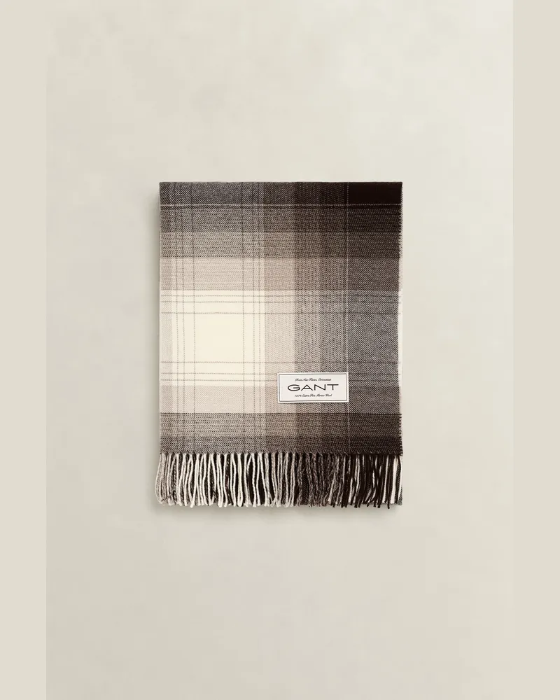 Gant Wohnaccessoires Decke aus extrafeiner Merinowolle MIST TAUPE Mist