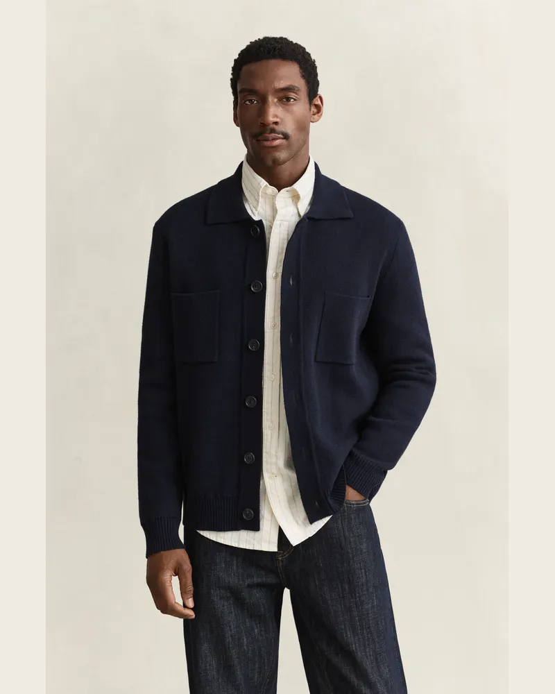 Gant Herren Hemdjacke aus Doppelstrickgewebe EVENING Blau Evening