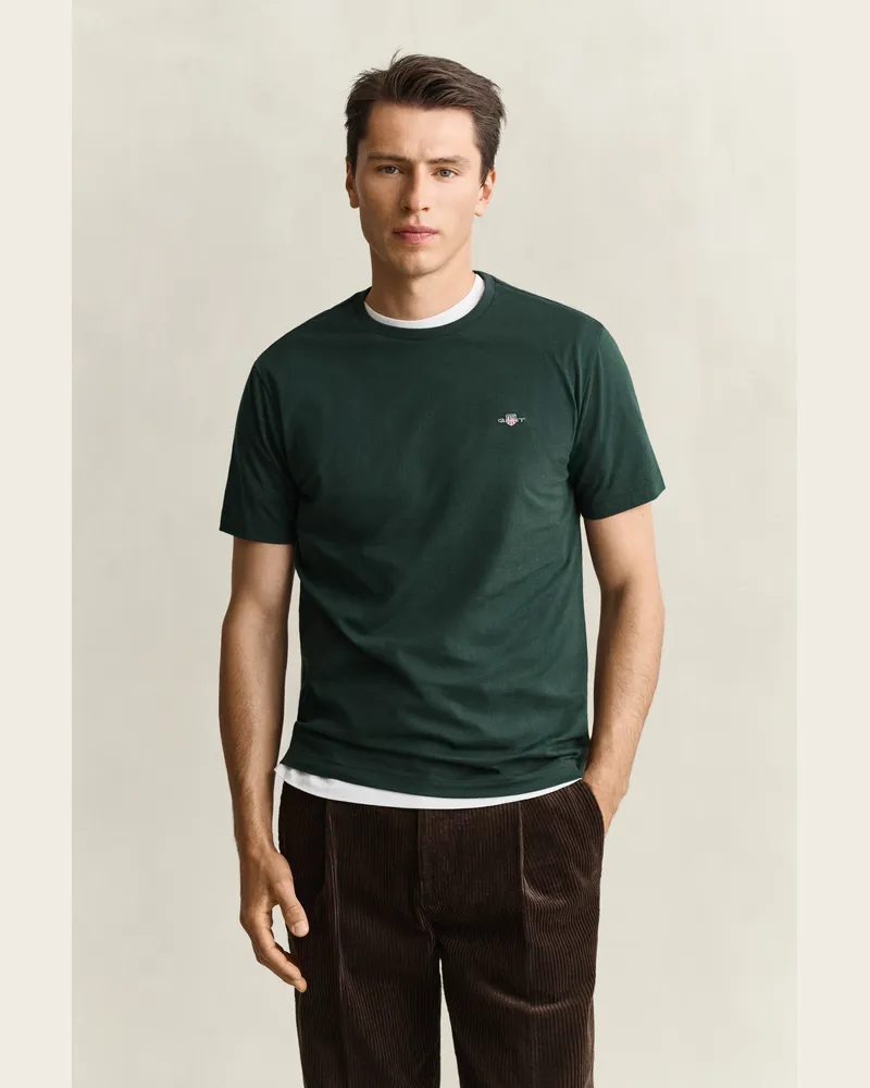 Gant Herren Regular Fit Shield T-Shirt TARTAN Grün Tartan