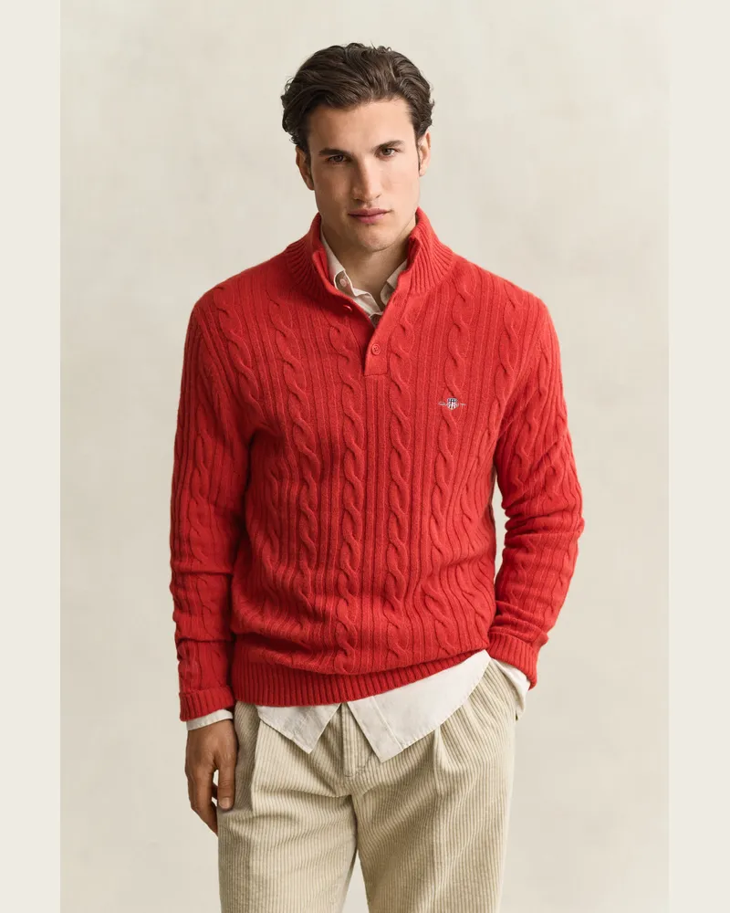 Gant Herren Zopfstrick-Troyer aus Lambswool mit Knöpfen MAPLE FIRE Maple