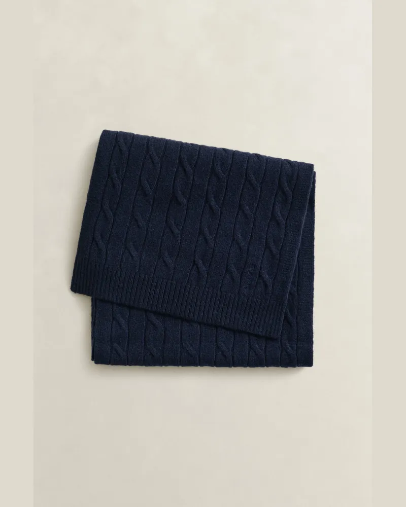 Gant Damen Zopfstrick Schal aus Wolle EVENING Blau Evening