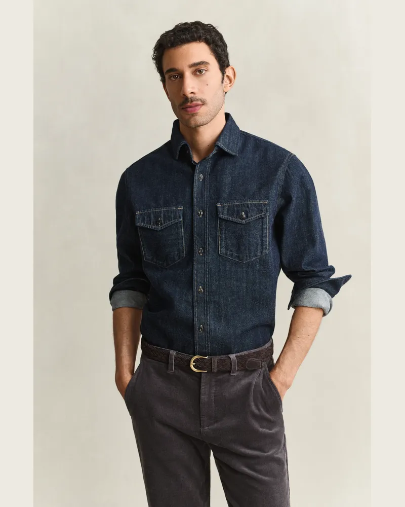 Gant Herren Hemd aus Selvedge-Denim DARK INDIGO Dark