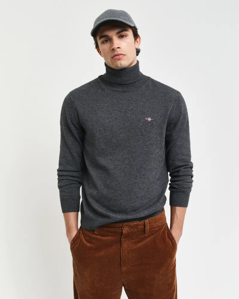 Gant Herren Rollkragenpullover aus Wolle und Baumwolle 