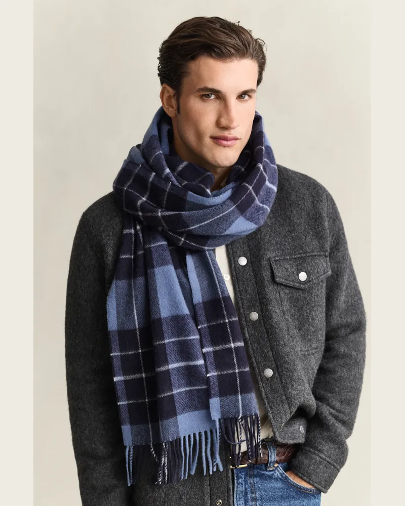 Gant Herren Karierter Schal Blau HORIZON Blau