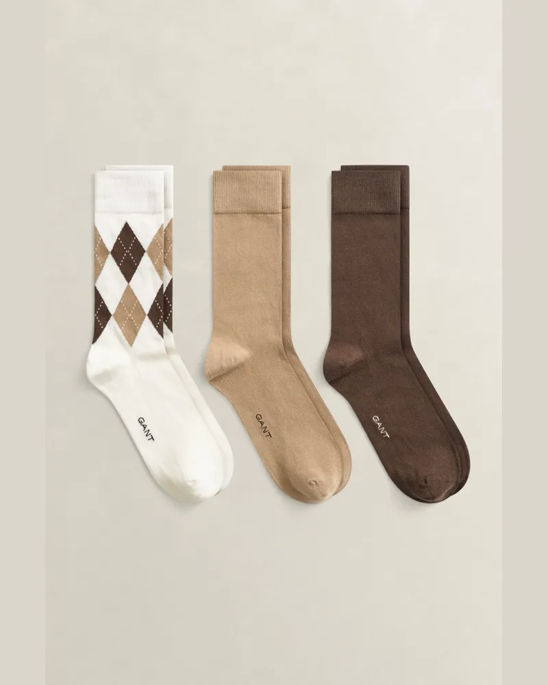 Gant Herren 3er-Pack Argyle Socken CREAM Cream