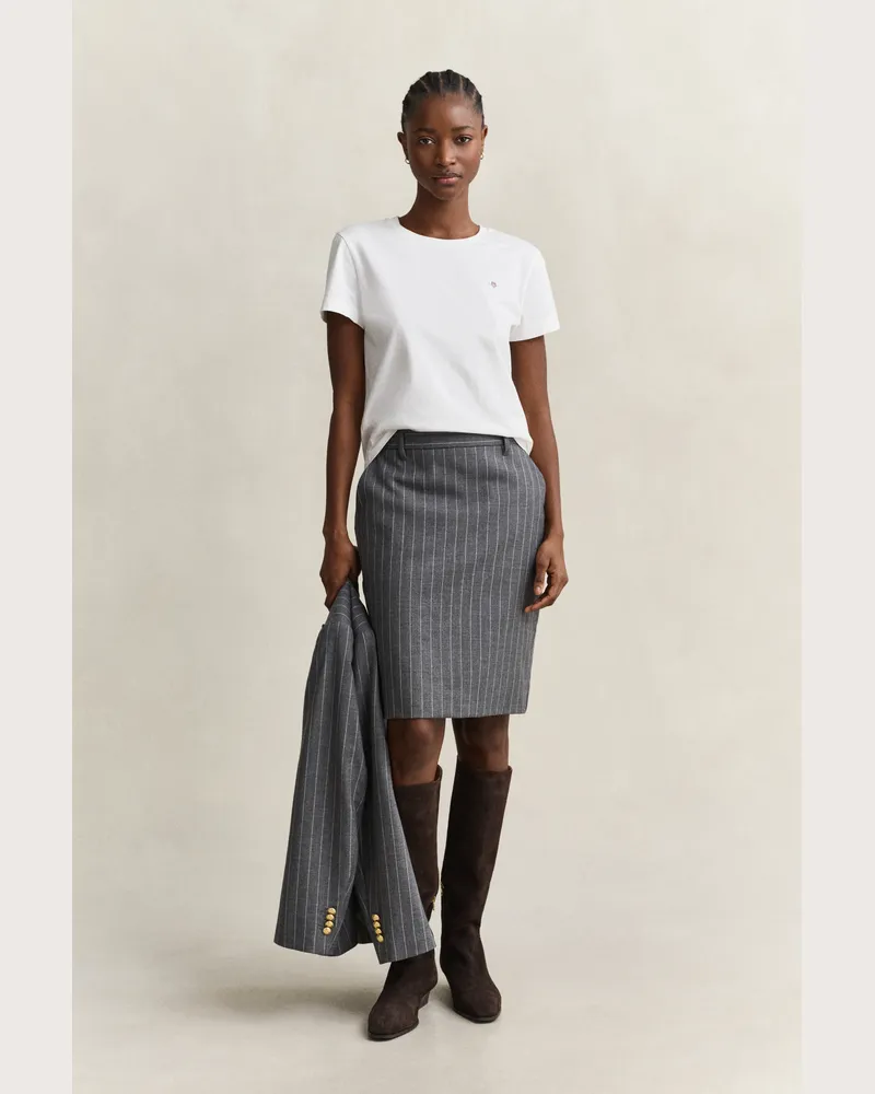 Gant Damen Pinstripe Bleistiftrock aus Wolle CHARCOAL MELANGE Charcoal