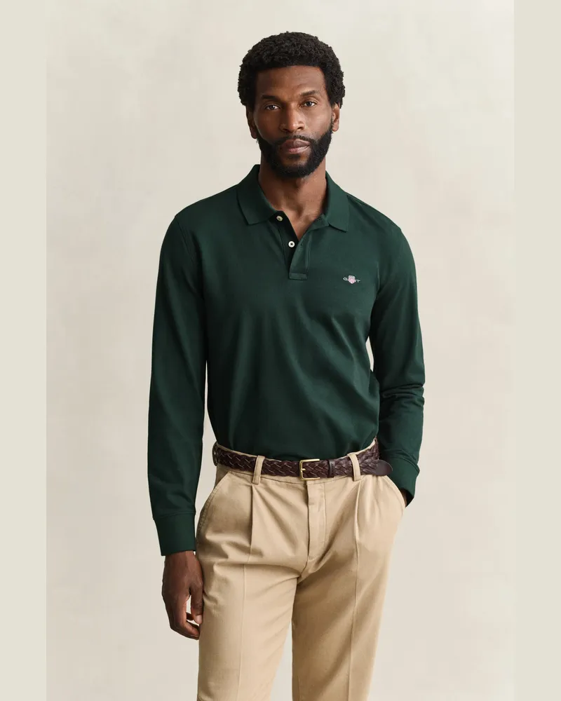Gant Herren Shield Piqué Rugger TARTAN Grün Tartan