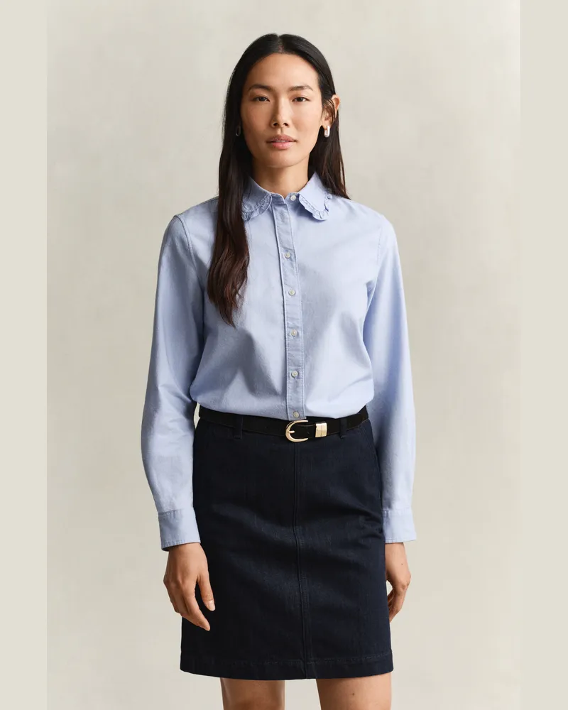 Gant Damen Classic Oxford-Bluse mit Rüschen MISTY LAVENDER Misty