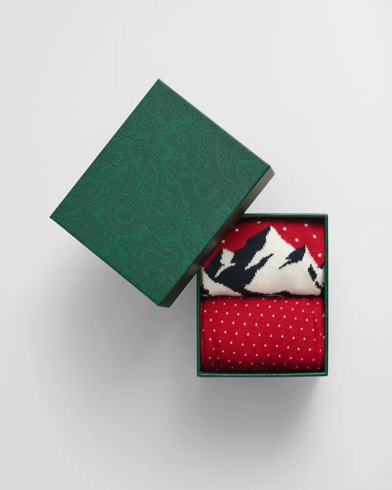 Gant Herren 2er-Pack Socken mit Ski-Print in Geschenkbox 