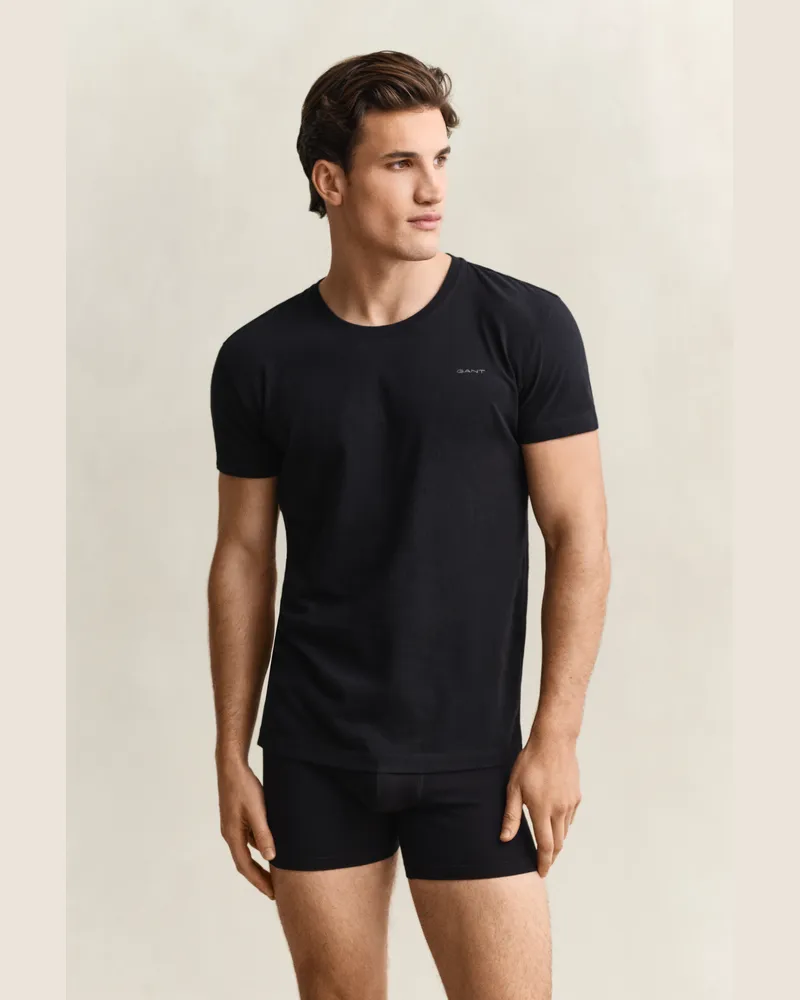 Gant Herren 2er-Pack Rundhals-T-Shirts Schwarz / Weiß Schwarz