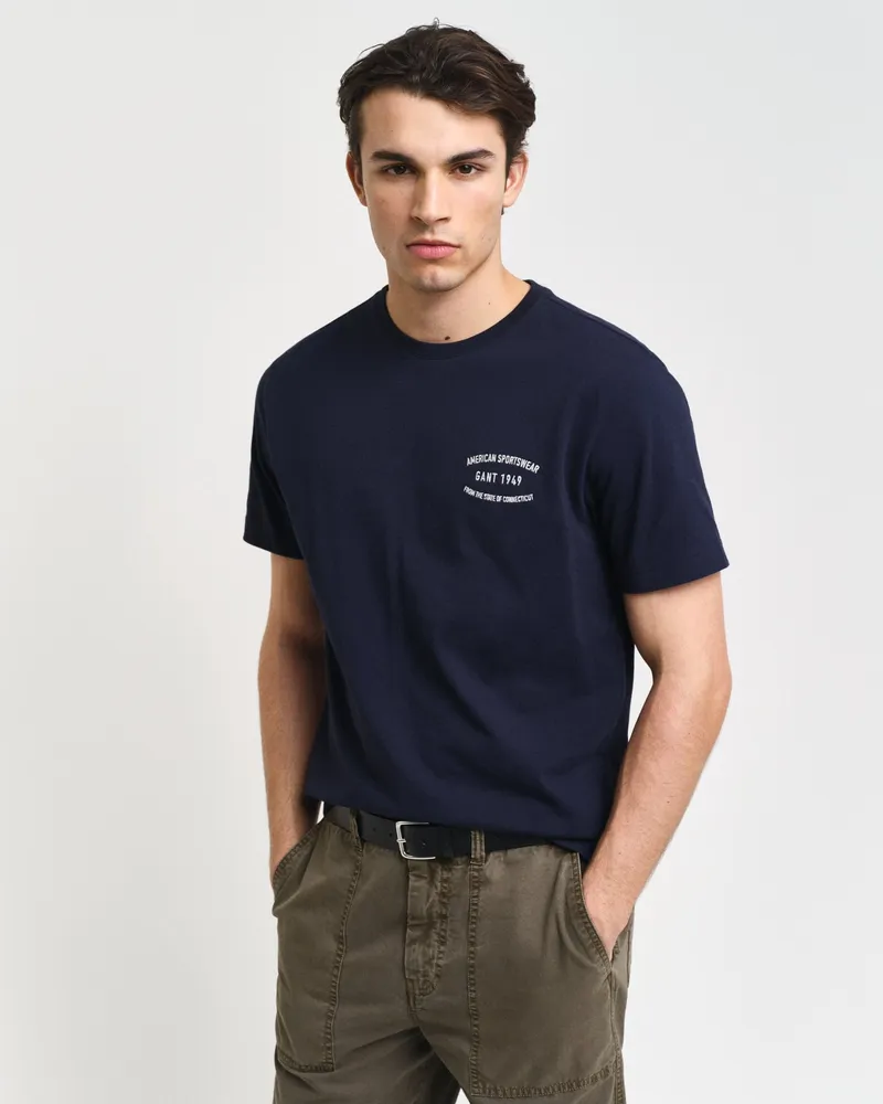 Gant Herren Piqué T-Shirt mit kleiner Grafik 