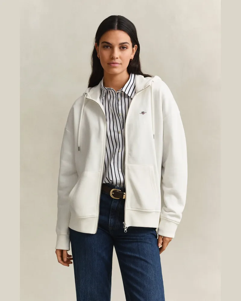 Gant Damen Shield Sweatjacke EGGSHELL Eggshell