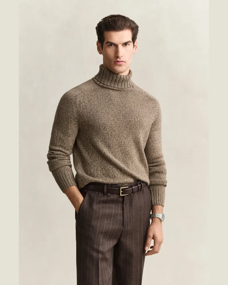Gant Herren Rollkragenpullover aus Mouliné-Wollgemisch FADED TAUPE Faded