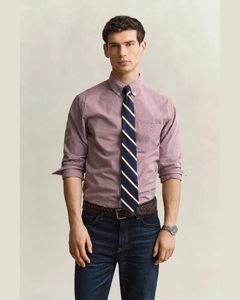 Gant Herren Gingham Classic Popeline Hemd DEEP GRAPE WINE Deep