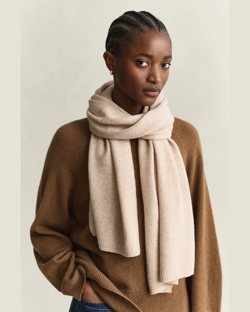 Gant Damen Schal aus Woll-Kaschmir-Mix LIGHT BEIGE MELANGE Light