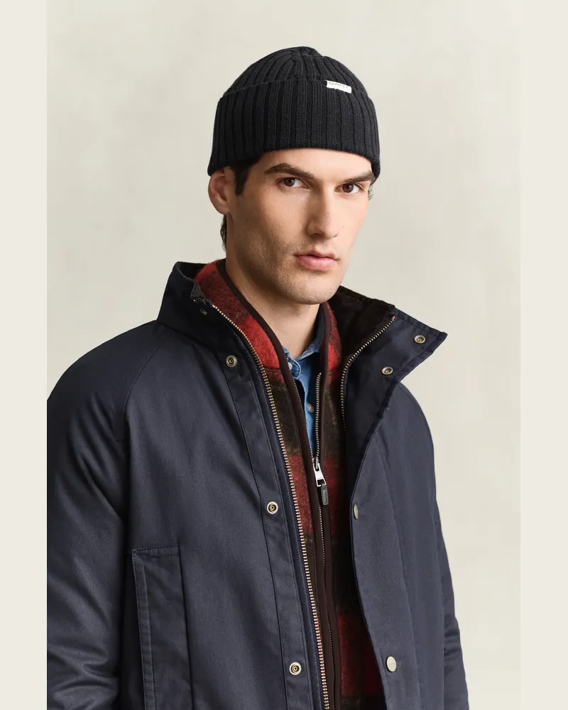 Gant Herren Merinowoll-Beanie Schwarz Schwarz