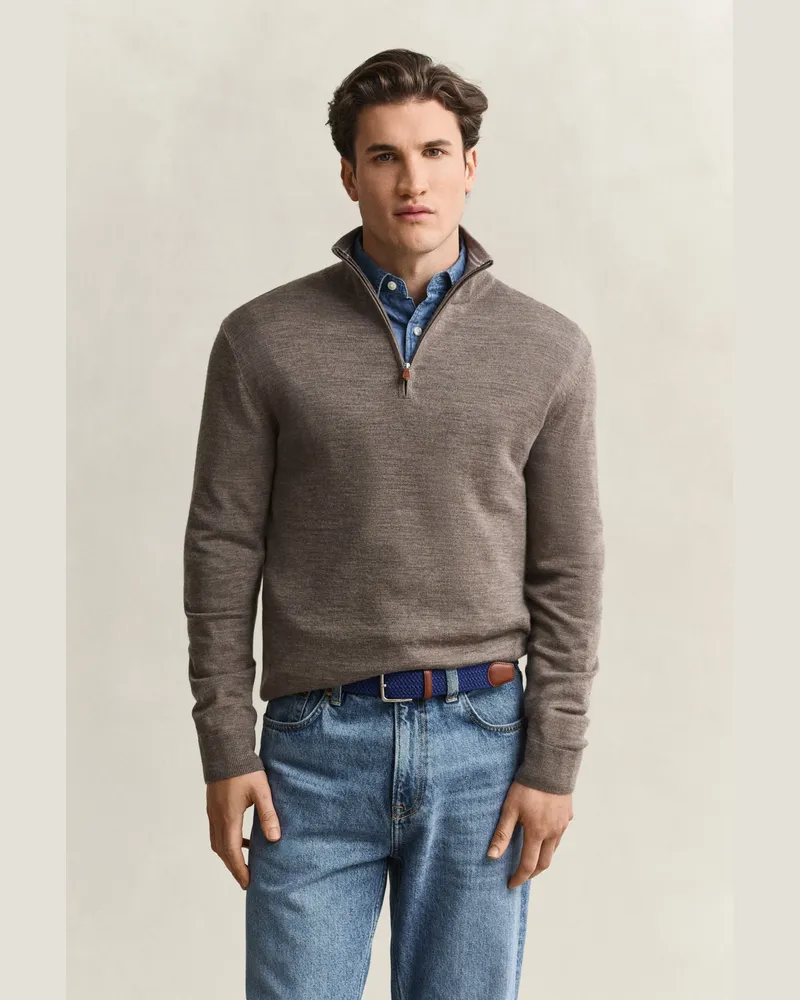 Gant Herren Troyer aus Merinowolle DK HAZELNUT MELANGE Dk
