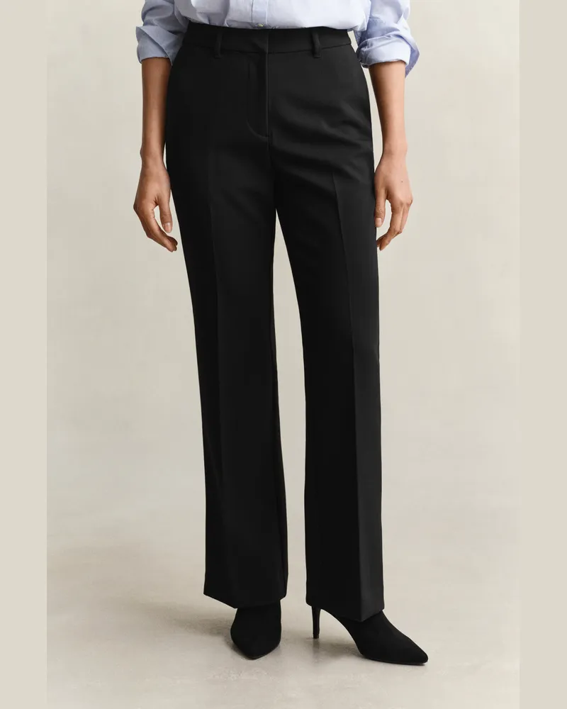 Gant Damen Ausgestelle Slim Fit Slacks Schwarz Schwarz