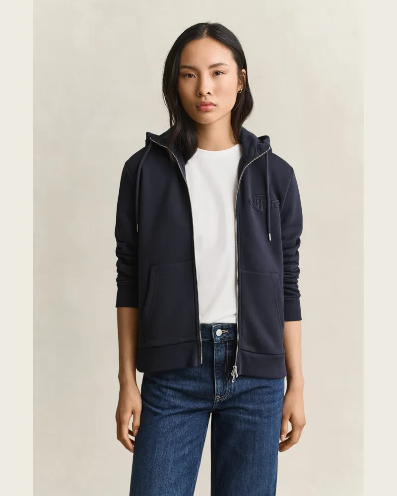Gant Damen Tonal Shield Sweatjacke EVENING Blau Evening