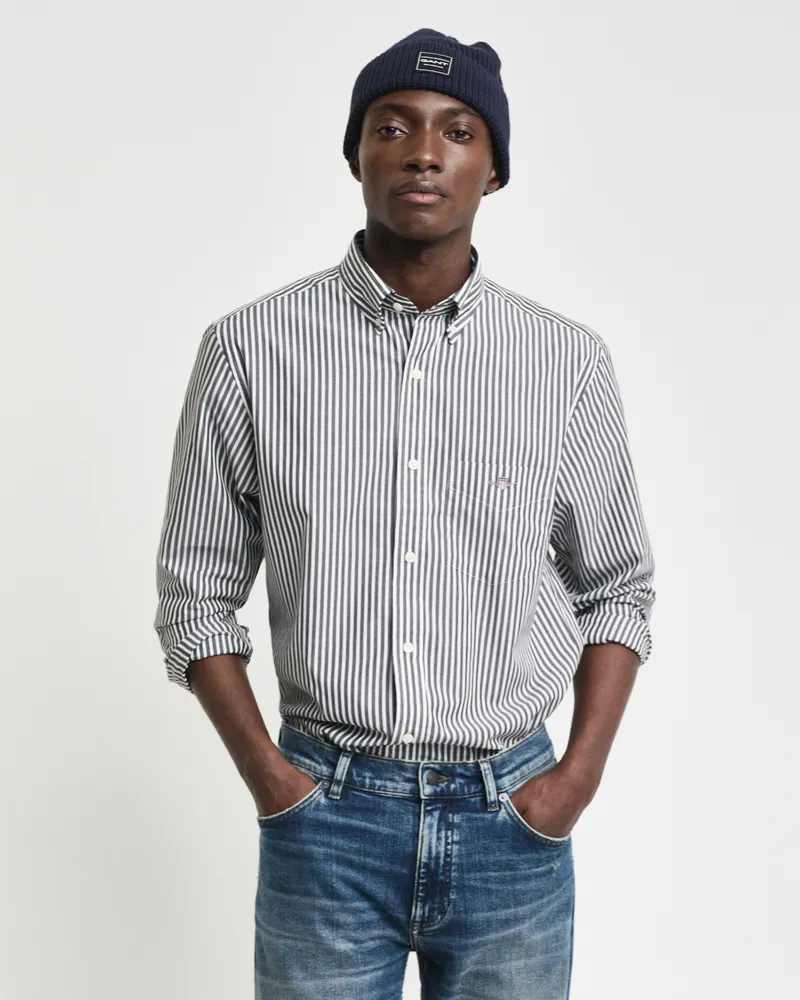 Gant Herren Regular Fit Classic Popeline Bluse mit Streifen 