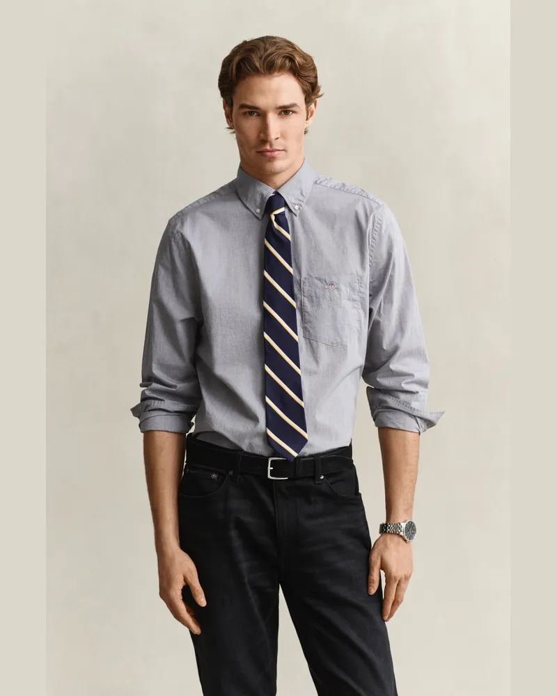Gant Herren Classic Regular Fit Popeline Hemd MID Grau Mid