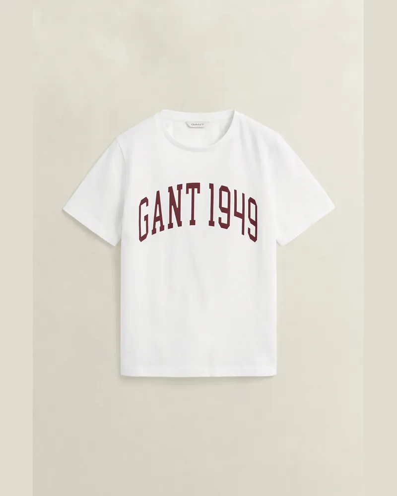Gant Damen Graphic T-Shirt Weiß Weiß