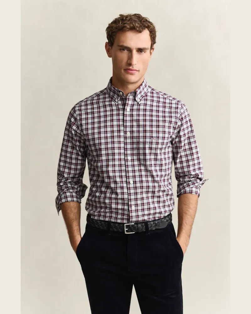 Gant Herren Karohemd aus Popeline DEEP GRAPE WINE Deep