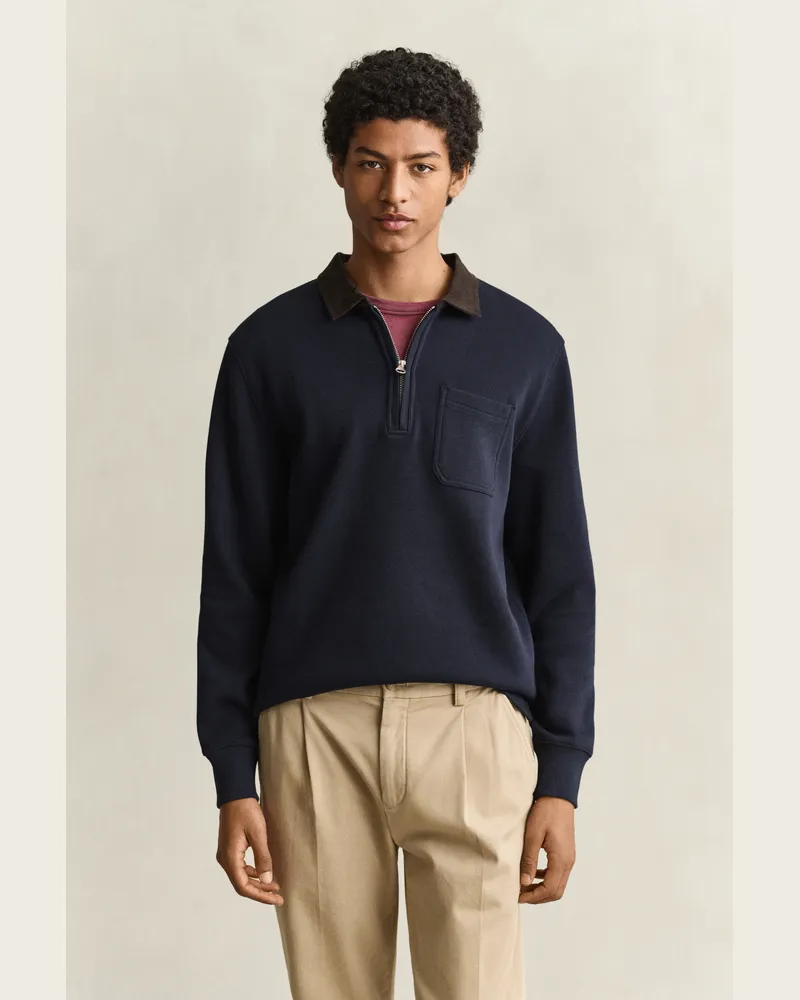 Gant Herren Rugger mit Reißverschlusskragen EVENING Blau Evening