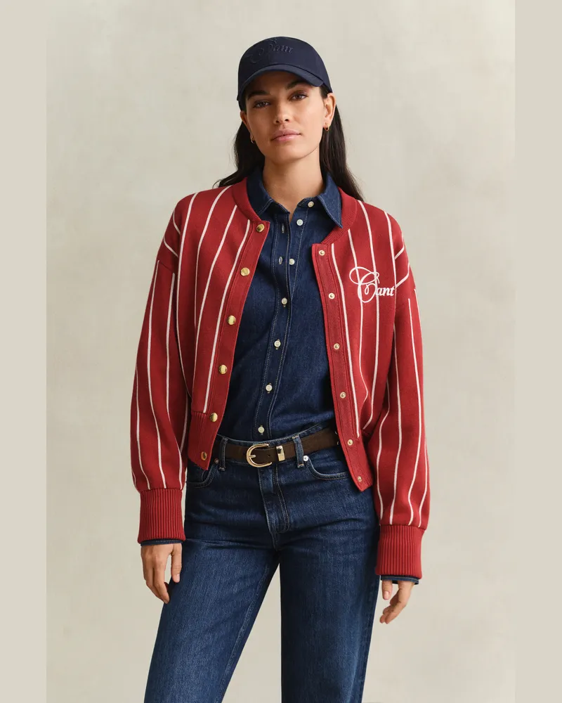 Gant Damen Gestrickte Gant Varsity Jacke DEEP GRAPE WINE Deep