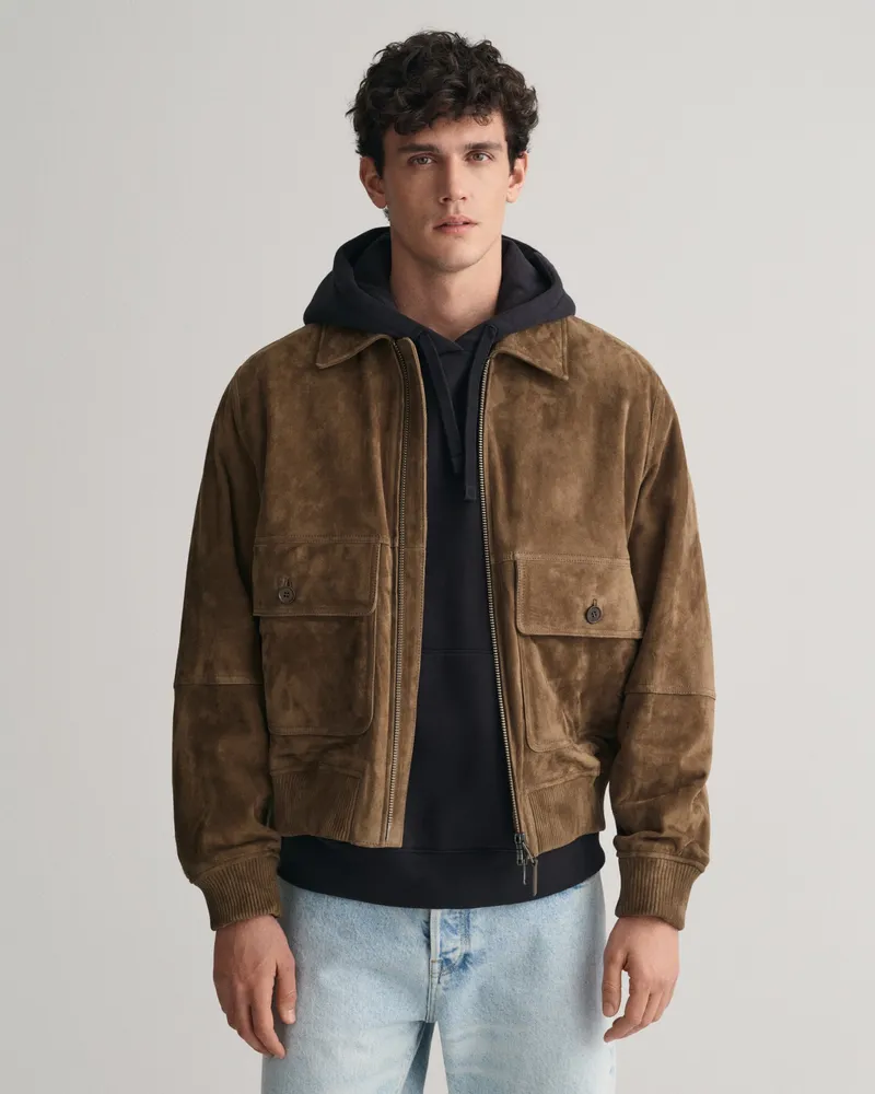 Gant Herren Fliegerjacke aus Veloursleder 