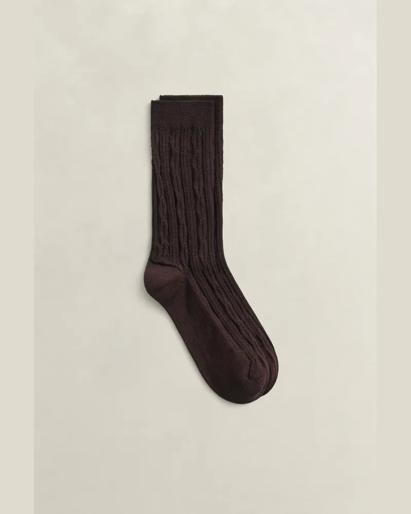 Gant Damen Zopfstrick Socken DEEP Braun Deep