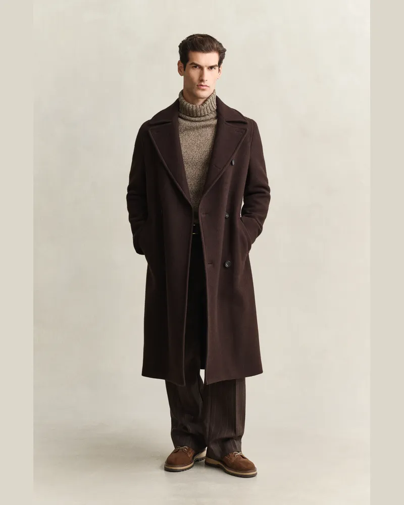Gant Herren Utility-Mantel mit Gürtel Schwarz Braun Schwarz