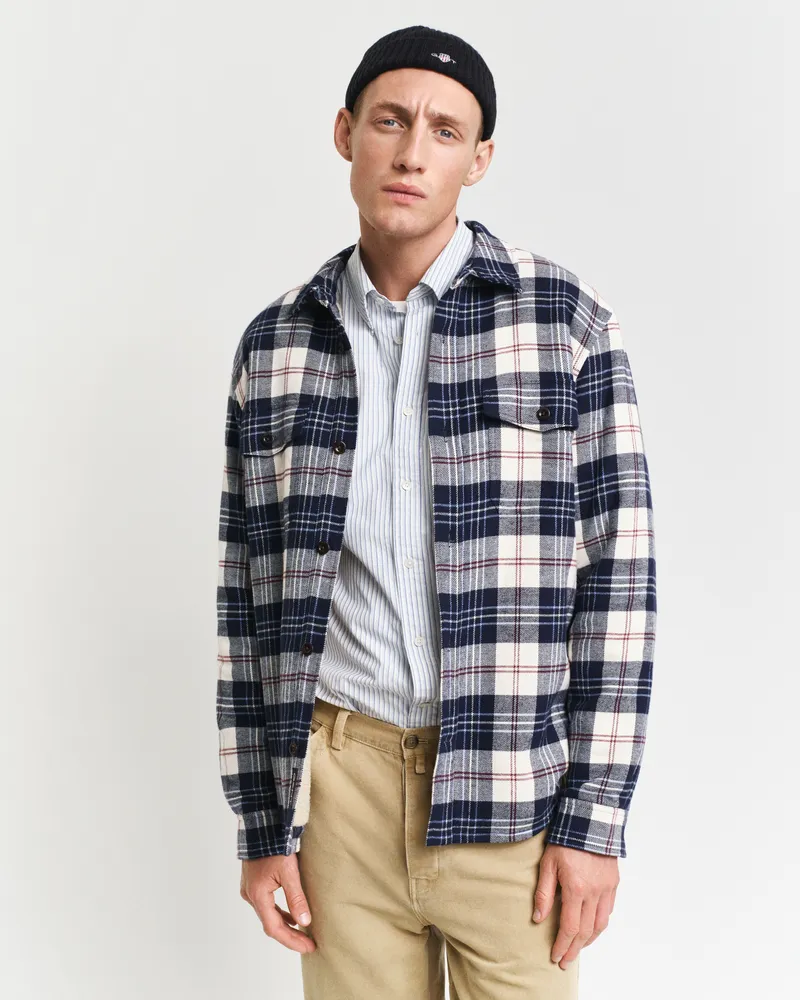 Gant Herren Regular Fit Flanell Hemdjacke mit Fleecefutter 