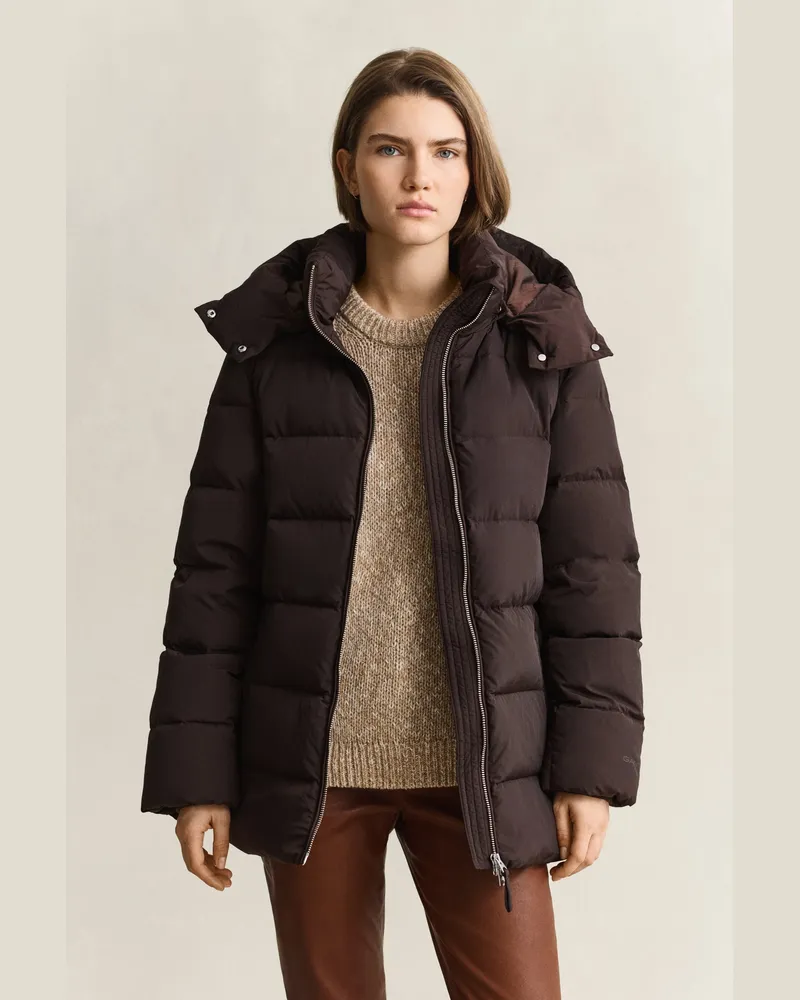 Gant Damen Mittelschwere Daunenjacke DEEP Braun Deep