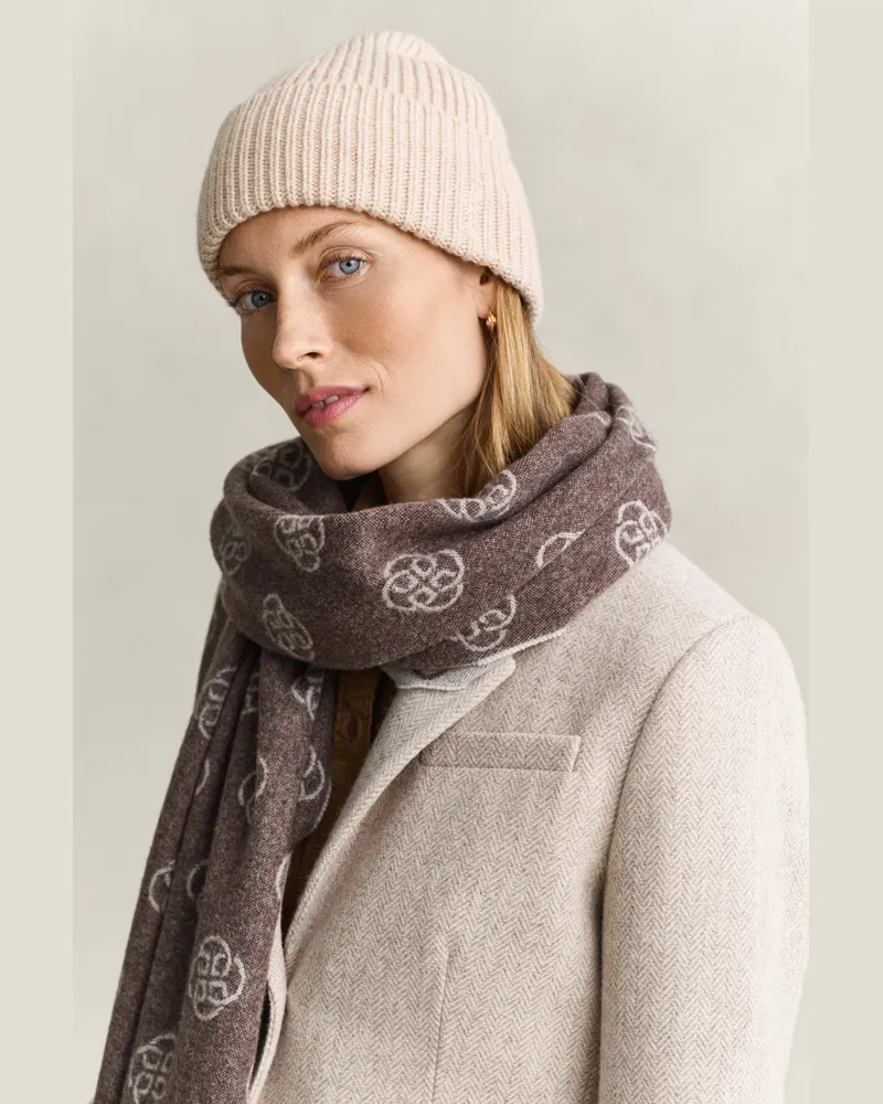 Gant Damen Gerippte Beanie aus Woll-Kaschmir-Mix LIGHT BEIGE MELANGE Light