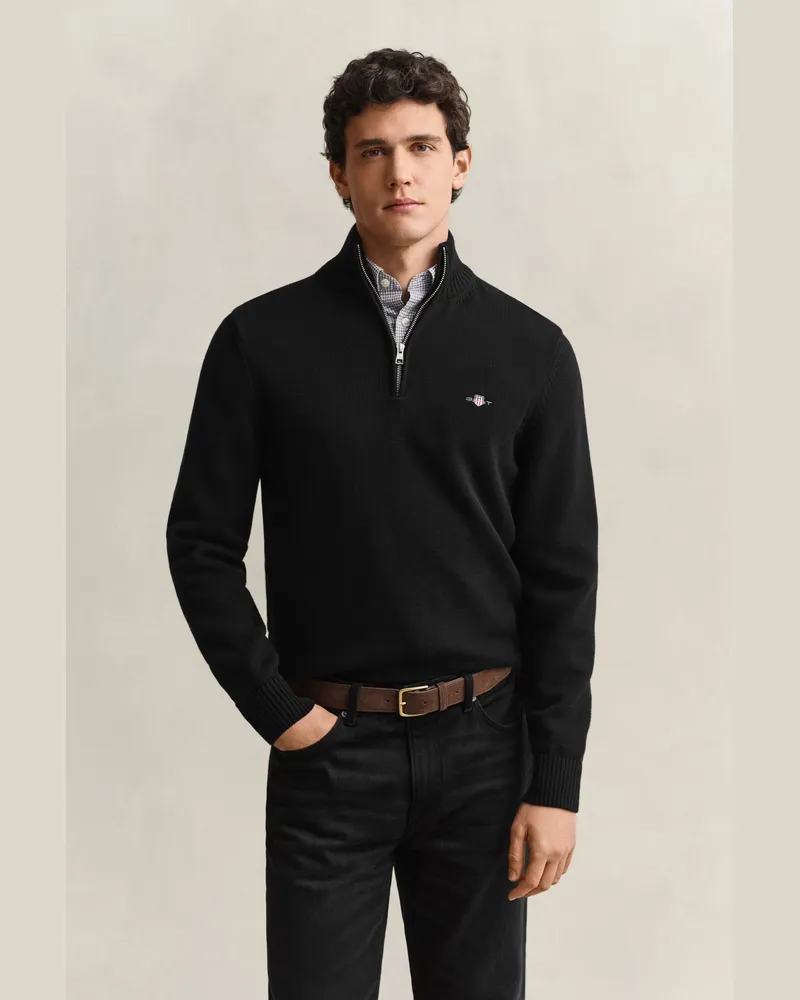 Gant Herren Casual Troyer aus Baumwolle Schwarz Schwarz