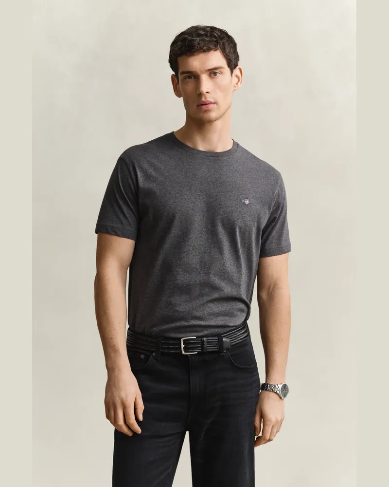 Gant Herren Regular Fit Shield T-Shirt ANTRACIT MELANGE Antracit