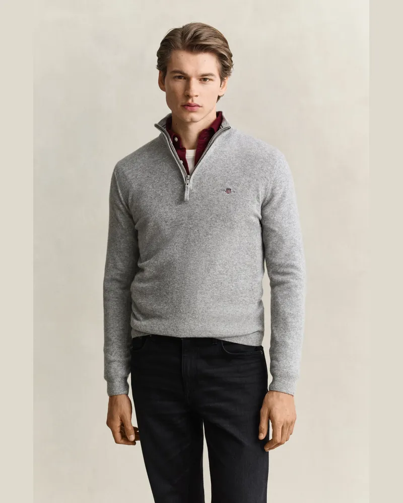 Gant Herren Troyer aus Lambswool Grau MELANGE Grau